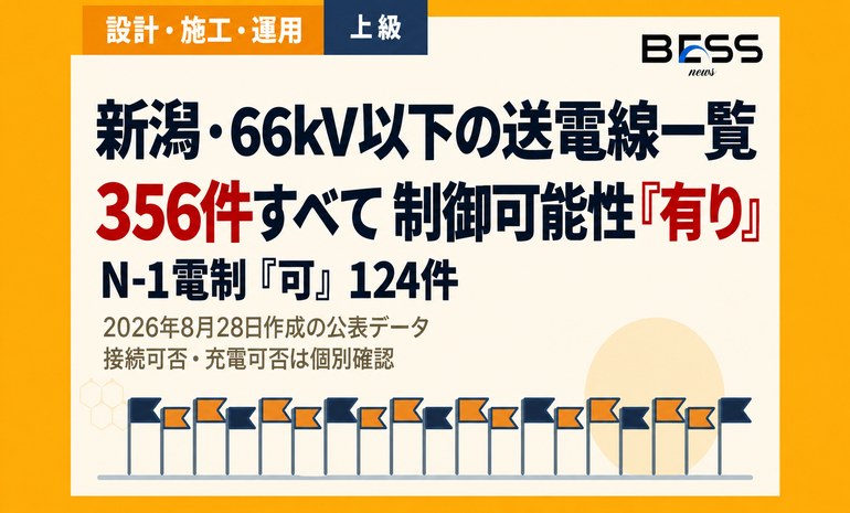 新潟・66kV以下の送電線一覧 356件すべて制御可能性「有り」 サムネイル