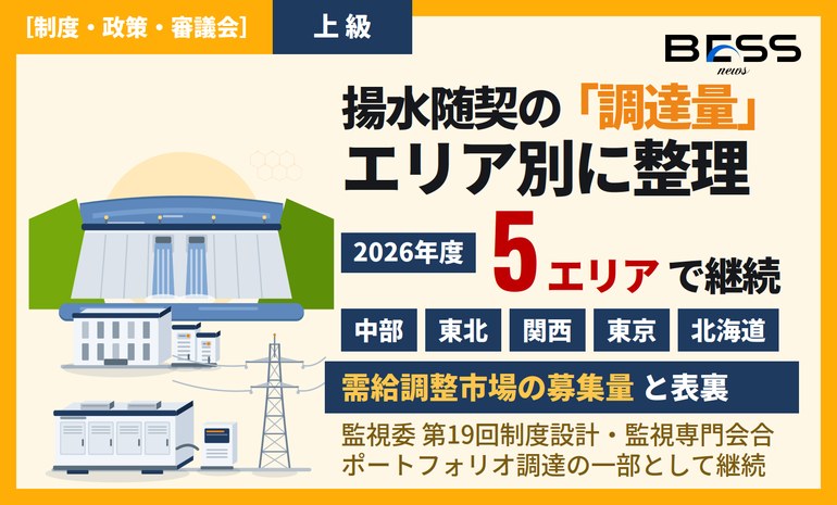 2026年度の揚水随契を5エリアで継続 ― 蓄電池事業者の意見と需給調整市場への影響 サムネイル
