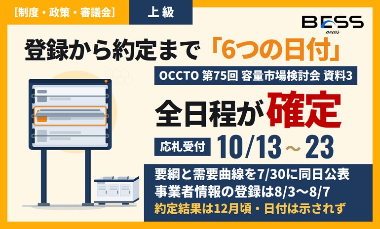 容量市場2030年度の全日程が確定 ― 7月30日に要綱公表、8月3日から登録、応札は10月13日から23日まで サムネイル
