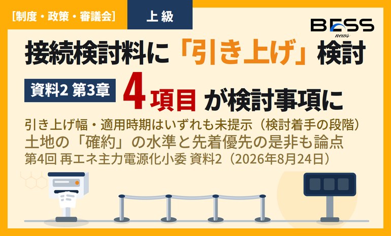 接続検討料の引き上げ検討へ——土地の「確約」要求と先着優先の是非も論点に サムネイル